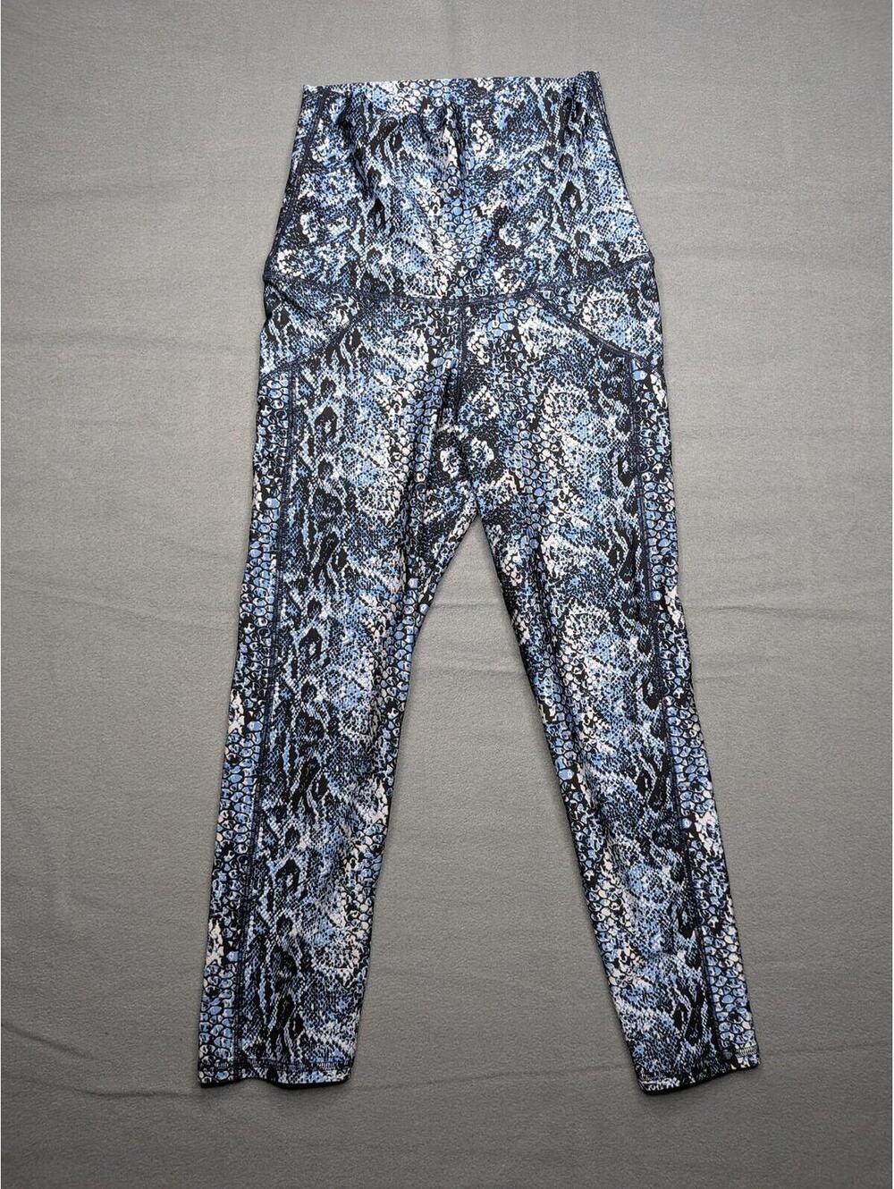 Emily Hsu Designs Leggings Womens S Blue Snake Print High Waist Capri Yoga Gym